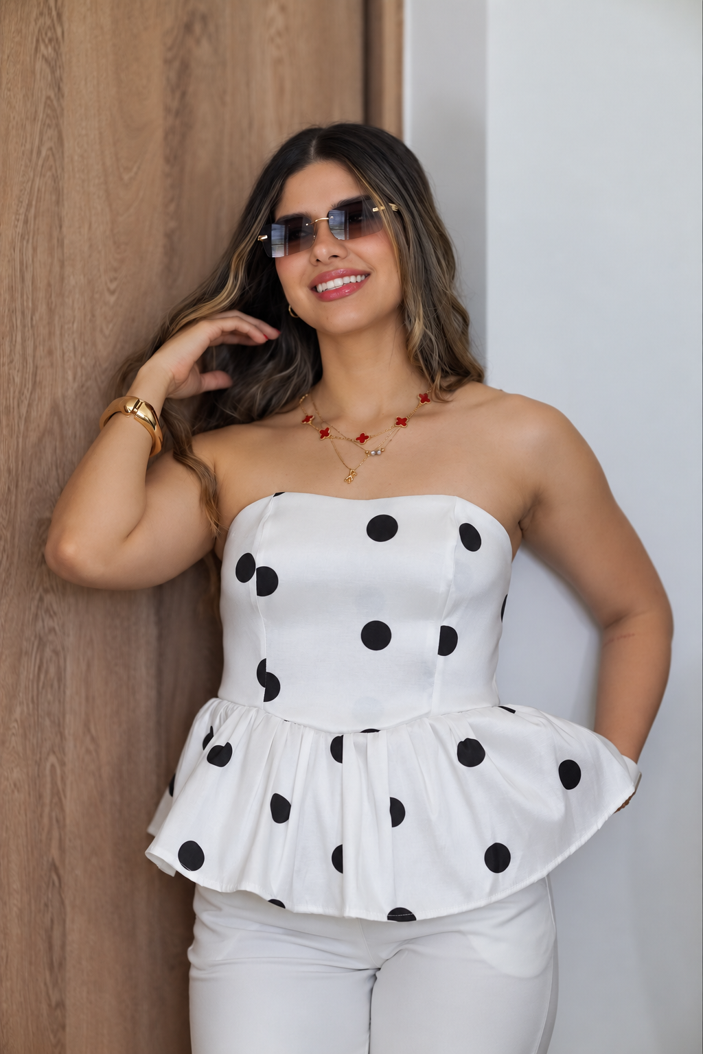 BLUSA TAFETA LUNARES GLOBO