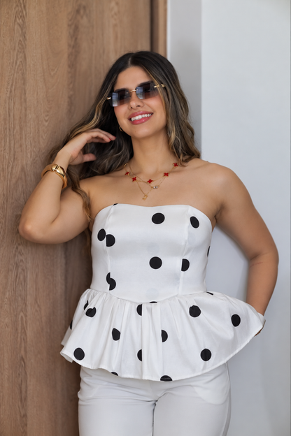 BLUSA TAFETA LUNARES GLOBO