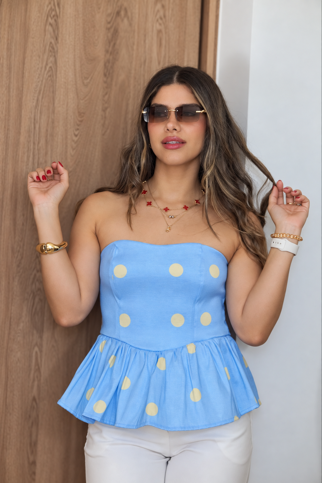 BLUSA TAFETA LUNARES GLOBO