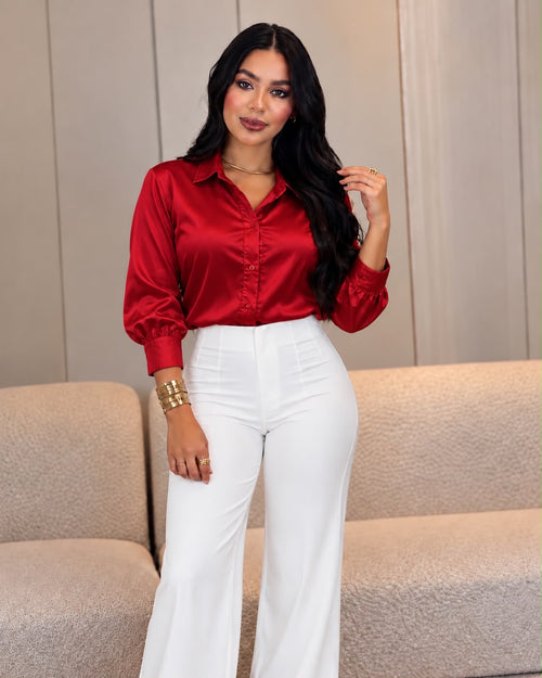 Camisa Seda De Botones